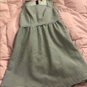 Midi black and white striped dress